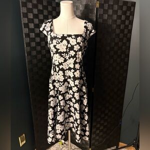 Tommy Hilfiger Monochrome Floral Midi Dress
